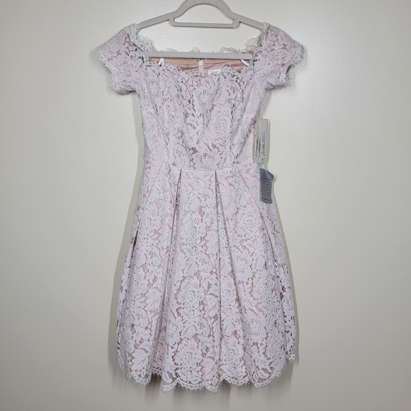 NWT Eliza J off shoulder lace fit and flare white dress size 2 - Picture 4 of 11